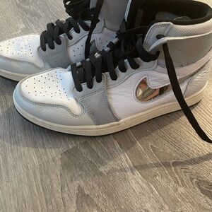 Stylish White and Gray High-Top Sneakers